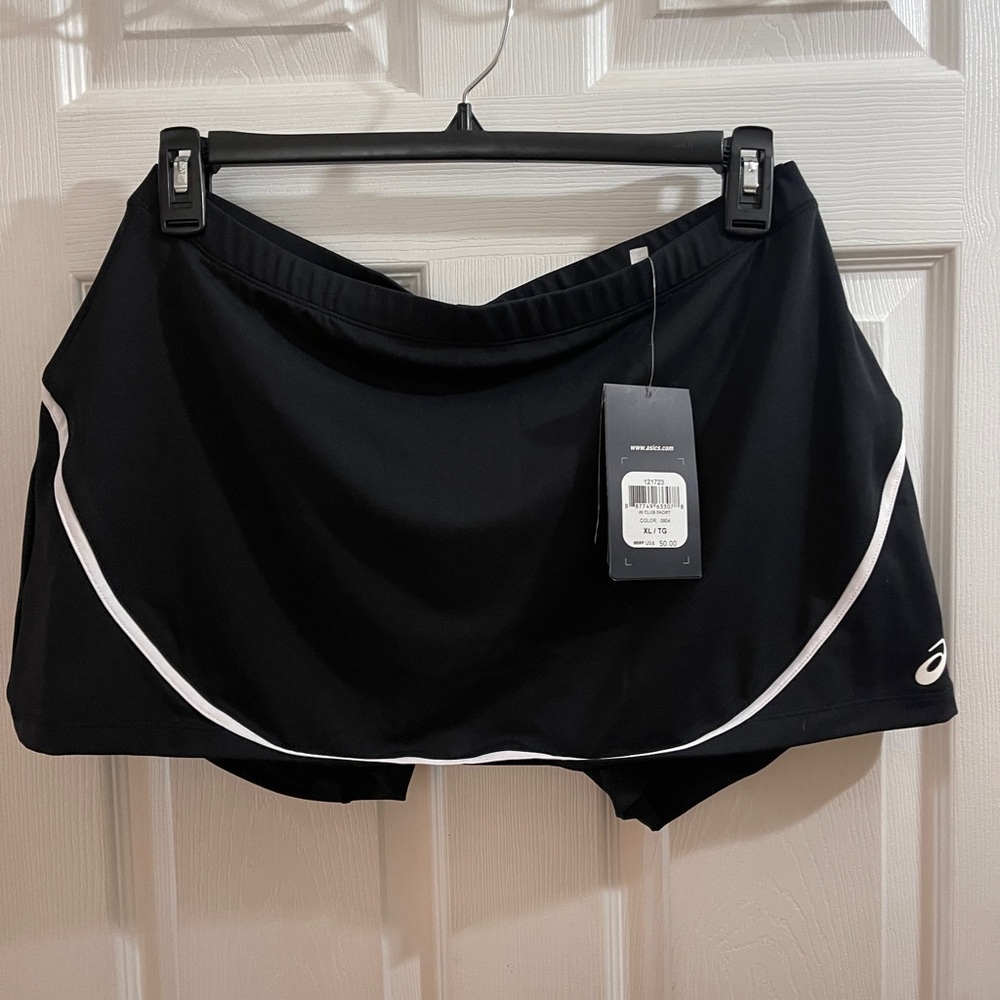 ASICS Tennis Skirt, black and white, with tags, never worn.